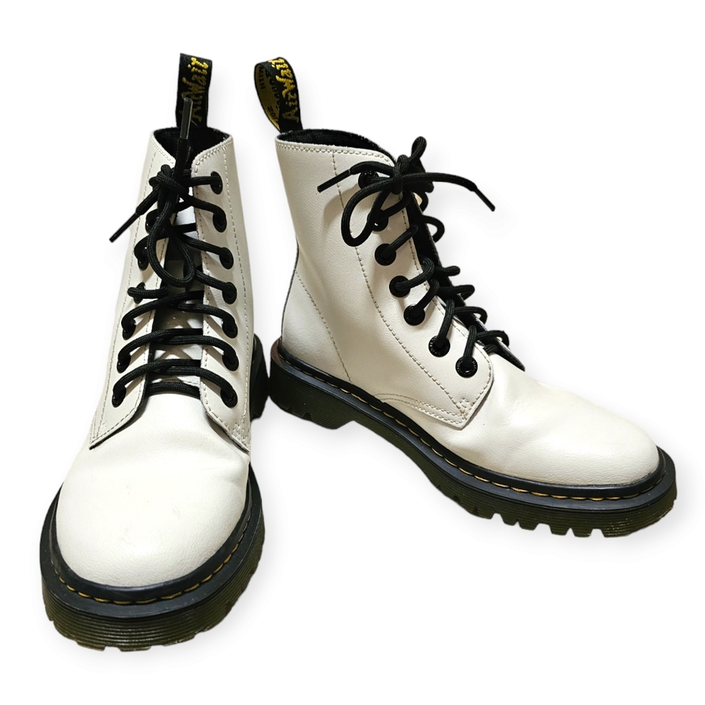 Dr. Martens Luana White Leather Ankle Boots